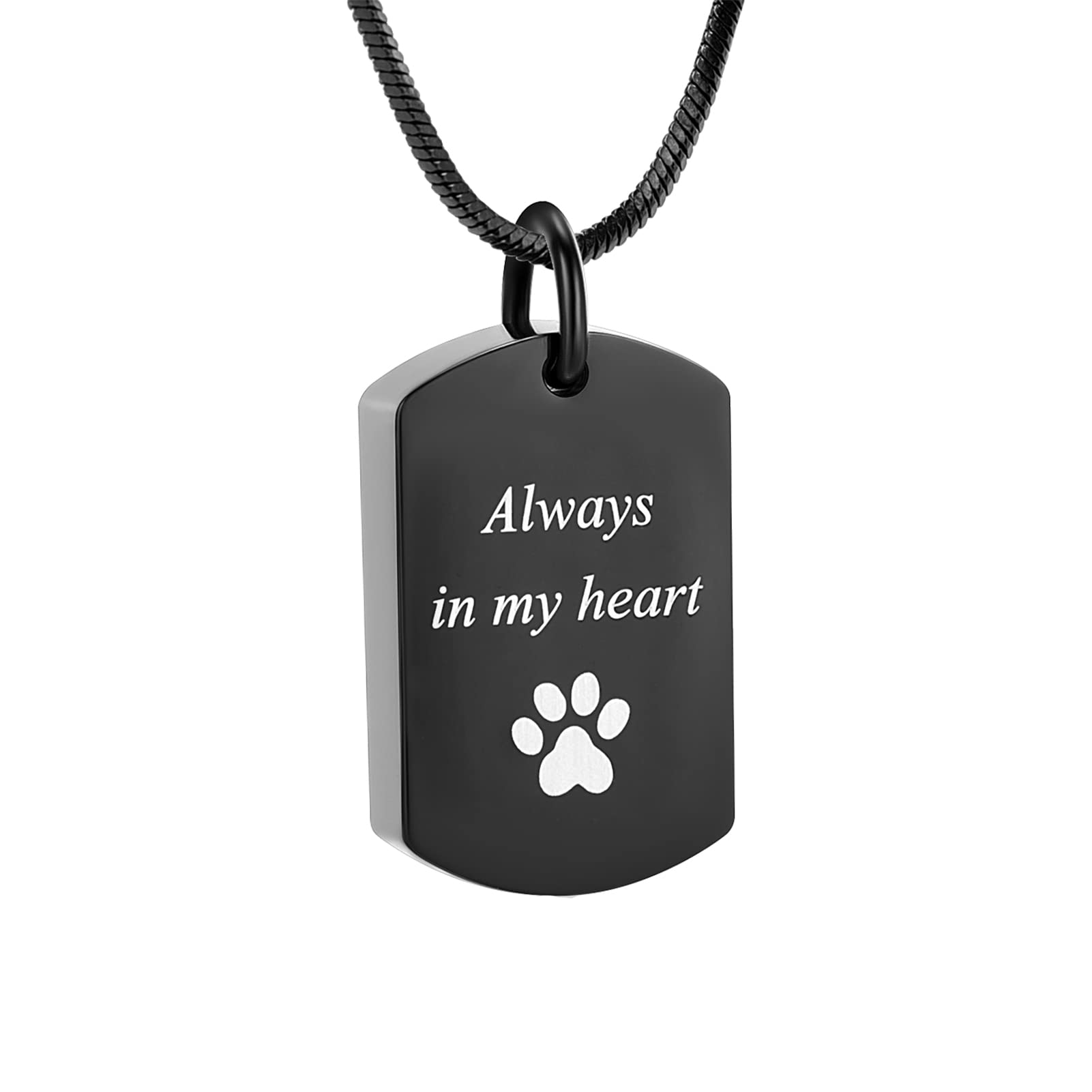 Minicremation Cremation Jewelry Urn Necklace for Ashes, Paw Print Memorial Pendant Made of 316L Stainless Steel, Keepsake Locket for Pet's cat Dog's Ashes Come with Free Filling Kit