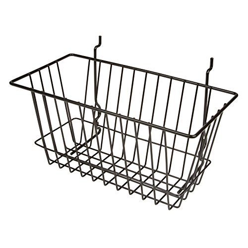 Econoco Black MultiFit Narrow Wire Basket for Slatwall, Pegboard or
