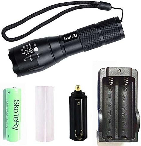 SkoTeRy Torch E17 LED Flashlight,CREE XM-L T6 1000 Lumens LED Torch Zoomable LED Flashlight for Hiking Hunting Boating Fishing Home Using Outdoor Activities