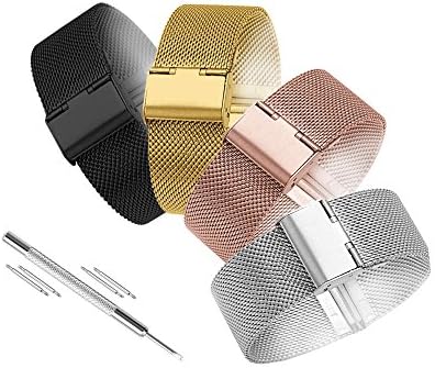 Watch Band Milanese Loop Stainless Steel 22mm Smart Watch Strap Mesh Band Replacement Wristbands Bracelets Watch Strap Band Straight End Solid Links-Sliver