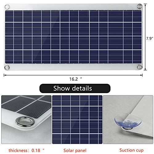 Solar Panel 25W 18V 12V Bendable Flexible,Solar Car Battery Charger Maintainer Portable Trickle Charger with Cigarette Lighter Plug,Charging Clip Line for Motorcycle RV Boat with 10A Charge Controller - Thumbnail 5