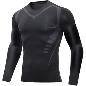 Compression Shirts for Men Long Sleeve Baselayer Sun Protection Big and Tall Round Neck Quick Dry Athletic Undershirt