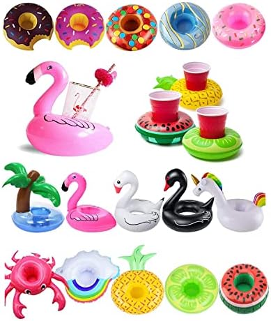 Wawasia 15 Pcs Inflatable Drink Cup Holder, Cute Swimming Pool