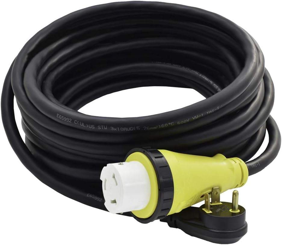 Marvine Cable RV 30A to Shore Power Cord Adapter 30Amp Hand Male TT-30P to Marine 50Amp Lock Female SS2-50R : Sports & Outdoors