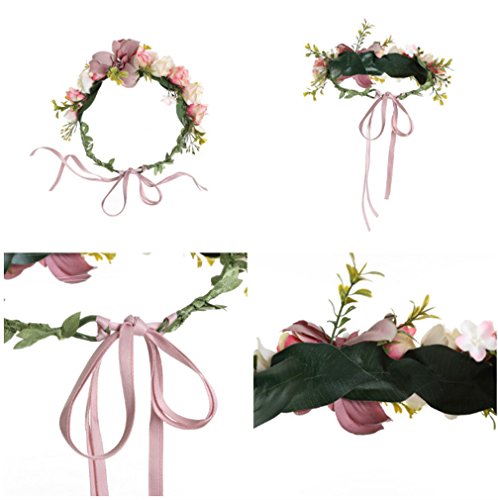 Felice Arts Women Flower Wreath artificial flowers head wreath headband Crown Floral Bridal Wedding Garland Headband