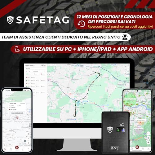 SafeTag MAG 4G - Magnetic and Rechargeable GPS Locator for Car, Van, Motorbike, 3 Months Standby, Tracking and Real-Time Alerts, Free 7 Day Trial and SIM Included