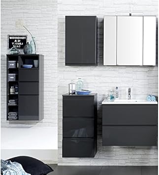 Badezimmer Set Como 03 5 Teilig Inkl Midischrank Hochglanz Grau 60cm Waschtisch Badmobel Waschtisch Badezimmermobel Led Spiegelschrank Waschplatz Badezimmerschranke Amazon De Kuche Haushalt