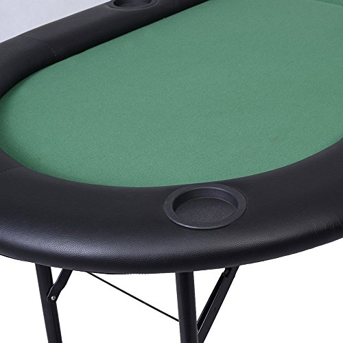 Poker Table Casino Texas Holdem Card Game Table Foldable 8 Player With Cup Holder