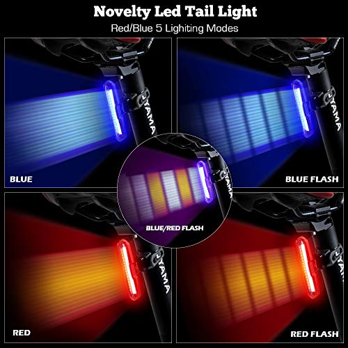 DON PEREGRINO SS1 - LED Bicycle Headlight Taillight Set USB Rechargeable, 400 Lumens Bike Front Light Plus Horn Function with 110 Lumens Bright Rear Light - Thumbnail 2