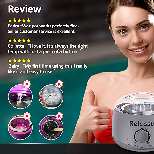Relassy Wax Warmer/Hair Removal Waxing Kit/Wax Heater with Hard Wax Beans/Heart-Shaped Bowl/Wax Applicator DIY Waxing Kit for Women or Men