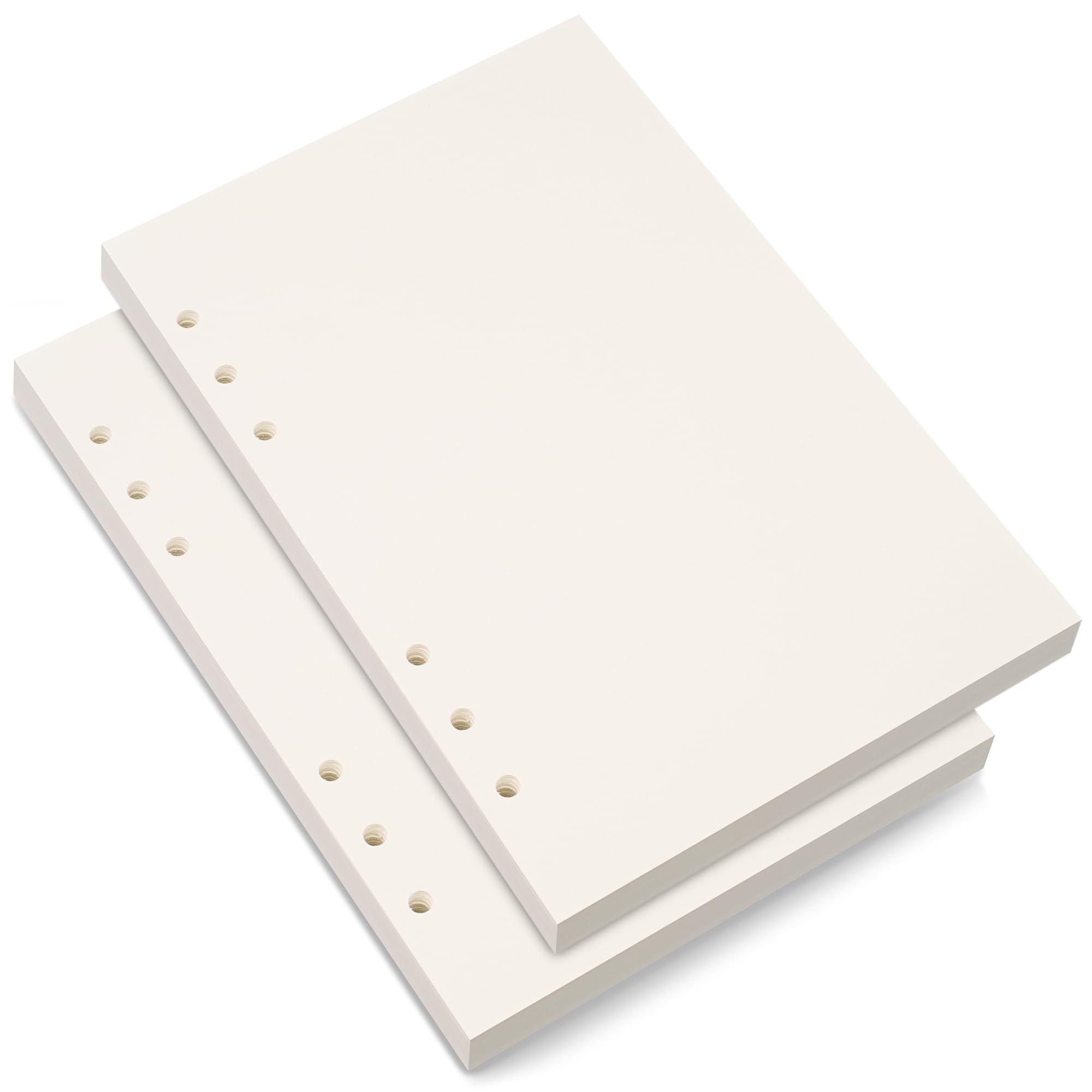 A5 Blank Refill Paper, 6 Hole Punched for Planner Binder Journals, 80 Sheets/160 Pages, 5.6x8.3 Inch, Beige (2)