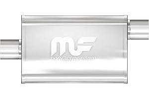 MAGNAFLOW EXHAUST PRODUCTS MagnaFlow Performance Exhaust Muffler 11366: 2.5"/2.5" Inlet/Outlet, 4x9x11" Oval, Stainless Steel, Satin Finish