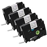 Fimax 4 Packs Compatible for Brother P-Touch TZe-S231 TZS231 TZeS231 1/2'' Extra Strength Laminated Label Tapes Black on White 0.47 Inche 26.2ft (12mm/8m)[Upgrade TZe-231]