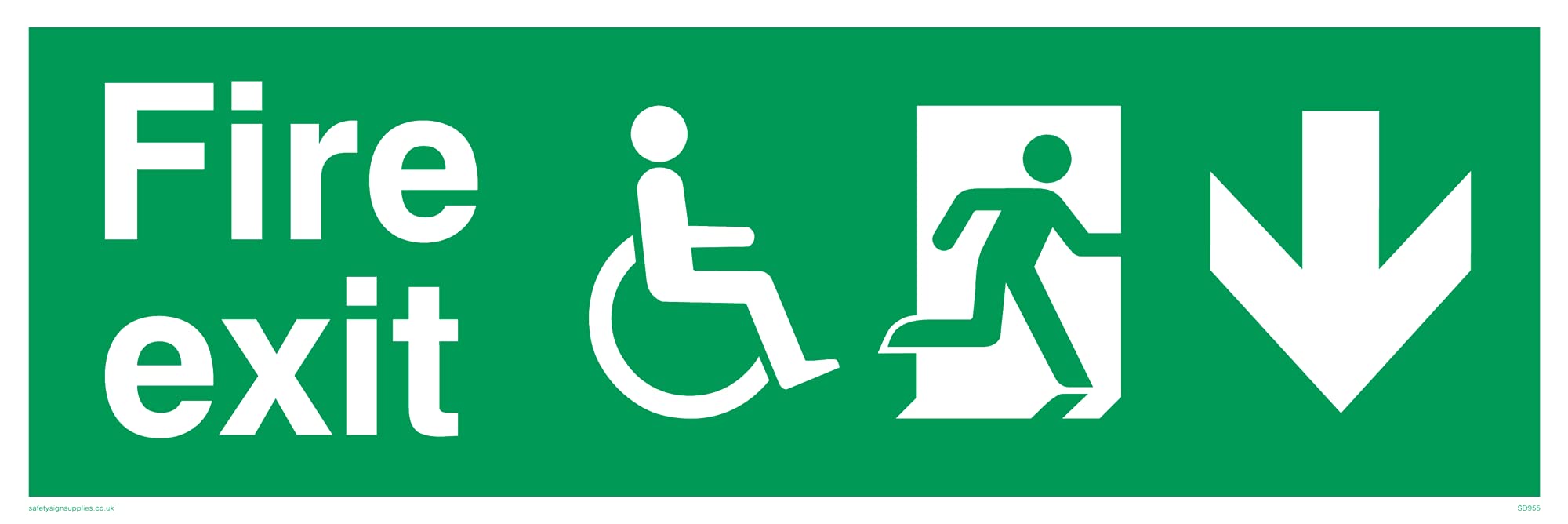 Pack of five - Fire ExitDisability Safety Sign - 300x100mm - L31