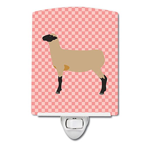 Caroline's Treasures BB7976CNL Hampshire Down Sheep Pink Check Ceramic Night Li…