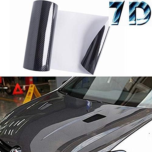 7D Premium High Gloss Carbon Fiber Vinyl Film Wrap Bubble Free Air Release 6D Free Tool Kit (Black, 120" X 60" in Inches / 10 X 5 FT Feet)