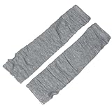 Light Gray Stretchy Fingerless Thumbhole Arm Warmer Gloves for Women