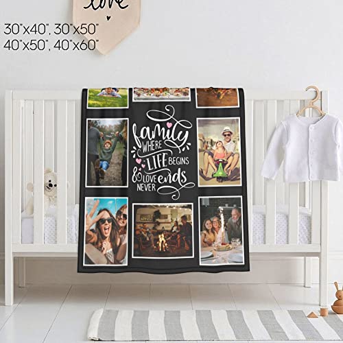 Custom Family Photo Blanket Personalized Family Blankets with Pictures Upload Customized Throw Blanket Customizable Gifts for Parents Adults 50
