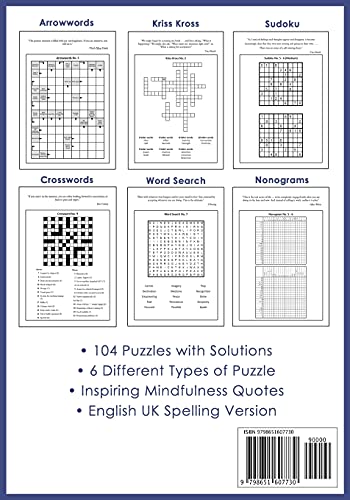 Mindfulness Puzzle Book for Adults: Mixed Activity Puzzlebook | 104 Relaxing Puzzles with Inspiring Mindful Quotes (UK… - Image 3