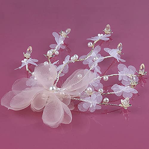 Girls Pink & White Flower Hair Clip Headpiece, Vintage Floral Hair Piece, Birthday Wedding Bridal Hair Accessory