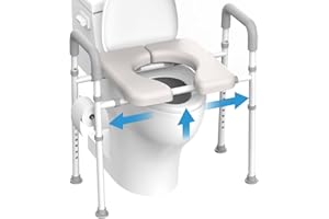 AGRISH Raised Toilet Seat with Handles, Width Adjustable Toilet Seat Risers for Seniors, Heavy Duty Handicap Toilet Seat Riser, Fit Any Toilet