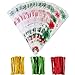 100 Pieces Christmas Cone Bags Snowflake Treat Bags Goodies Clear Cellophane Bags with 150 Pieces Twist Ties for Christmas Candy Cookie Storage, 6.4 x 15.2 Inches