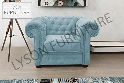 Lyson Furniture IMPERIAL - 3 2 Seater - Fabric (CHESTERFIELD) (1 Seater, Sky)