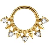 Niaspi 16G Stainless Steel Nose Septum Ring for Women Men 8mm Hoop with Crystal Rhinestone Spike Nose Rings Piercing Jewelry for Nostril Helix Conch Cartilage Piercing Jewelry