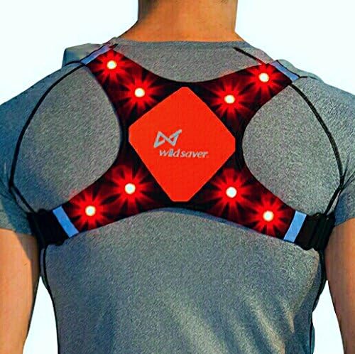 Wildsaver LED &amp; Reflective USB Rechargeable Lightweight Lycra &amp; Mesh Vest w/2 Pockets for Night Running, Biking, Cycling, Walking. High Visibility Safety for Men, Women,Kids. (Orange, Large)