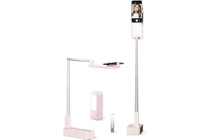 SupeDesk Phone Stand for Recording, Overhead Phone Stand with LED Light, 360° Rotation - Adjustable Portable Tripod for iPhon