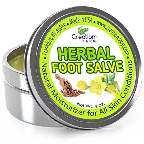 Best Foot Care Herbal Salve - Large 4 Oz Tin of Botanical Foot Balm - Mejor cuidado de los pies Herbal Salve from Creation Farm