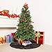 HOHOTIME Burlap Christmas Tree Skirt, 24'' Black Tree Skirt with White Snowflakes and Merry Christmas, for Xmas Holiday Home Decoration