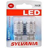SYLVANIA - 7443 T20 LED Red Mini Bulb - Bright LED Bulb, Ideal for Stop and Tail Lights (Contains 2 Bulbs)
