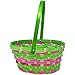 12 Round Woven Bamboo Easter Baskets- Bright with Handle Grass and Egg Stuffers for Kids Party Favor Supplies Decorations by Gift Boutique