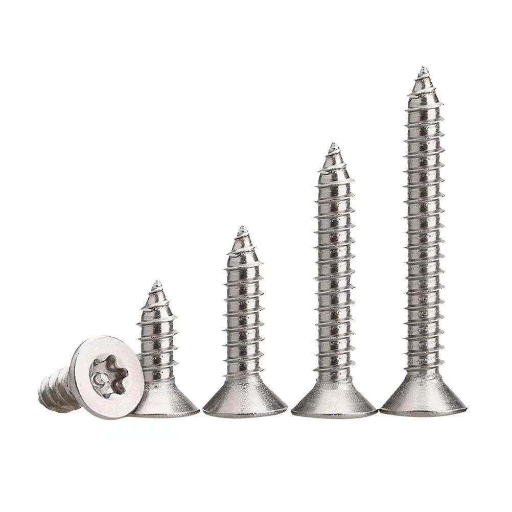 XIZONLIN M4.8 Universal Screw - Self-Tapping WoodScrews, Torx Flat Head, Woodworking DIY Stainless Steel Fasteners Screw, 50 pcs