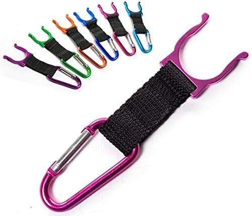 Affordable Part Portable Water Bottle Buckle Hook Holder Bottle Convenient Carrying Clip With D-Ring Hook For Camping Hiking Traveling With Emergency Aluminum Whistle, 6 Pcs