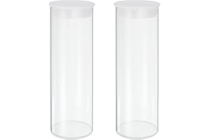 MECCANIXITY Transparent Plastic Storage Tubes, 2" x 6"(50x150mm) Polycarbonate Clear Rigid Round Storage Tubing with Black Lid, 2 Set