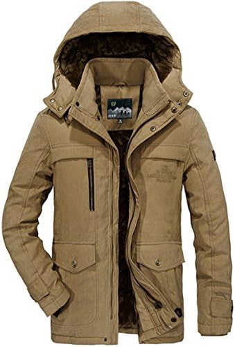 Ucamara Parka Jacket Mens Coats with Fur Hood Winter Warmth Thicken Casual Outwear Coat，C09-khaki, Gr. EU-S/Asia-L