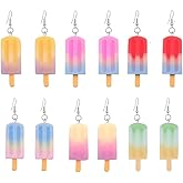 CHUNYANAN 6 pairs Boho Personality Creative Acrylic Simulation Popsicle Dangle Drop Earrings Three-Color Ice Cream Drop Earrings For Women Chic Jewelry Gift