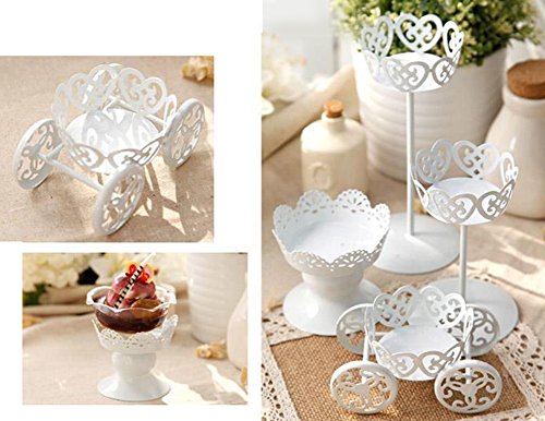 Hosaire 1PC Iron Cake Stand Dessert Taiwan Candlestick Decoration Living Room Wedding Decoration White Colour(8cmX12cm)
