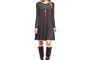 HiMONE Long Sleeve Dresses for Women Black Dress Casual Short T-Shirt Dresses