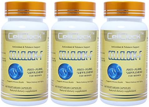 CELLCLOCK-F Multi-Pathway Anti Aging Supplement for Women, Antioxidant & Telomere Support (Cycloastragenol, Astragaloside Ⅳ, Glutathione, CoQ10, Astaxanthin, L-Carnitine), 180 Caps in 3 Bottles