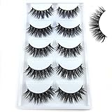 Mokde Mondge 5 Pairs/Box Handmade Mink Fur Pretty Eyelash 3D Strip Lashes Thick Fake Faux Eyelashes (mink lashe)