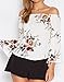 ZESICA Women's Casual Floral Off the Shoulder Bell Sleeve Chiffon Blouse Shirt Tops