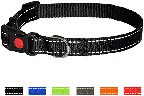 enthun Adjustable Dog Collar, Classic Solid Color, 3M Reflective Strip and Safety Lock Buckle
