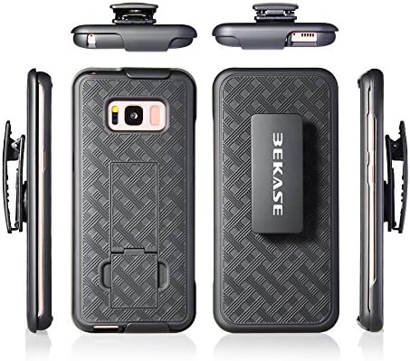 Galaxy S8 Case, BEKASE (TM) Hard Shell Holster Combo Matte Finish Protective Slim Case for Samsung Galaxy S8 with KickStand and Locking Belt Swivel Clip (Black)