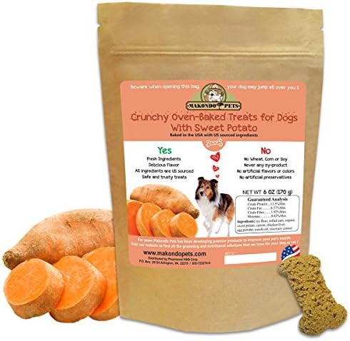 Crunchy Treats for Dogs with Sweet Potato By Makondo Pets- Bag Of 6 oz- 5 Delicious Flavors- USA Made Dog Treats For Small Or Large Breeds- All Natural, Safe &amp; Healthy Dog Training Treats