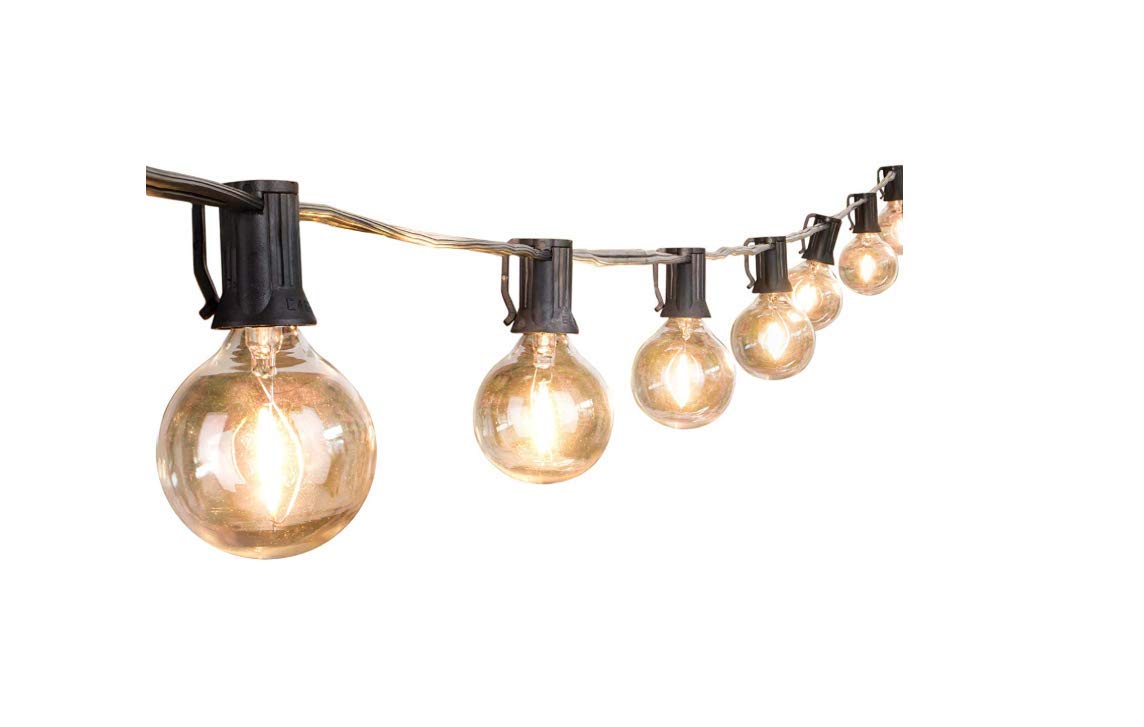 25 Feet Globe String Lights With 25 Pcs G40 Clear Bulbs Outdoor