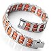 INBLUE Men's Stainless Steel Rubber Bracelet Link Wrist Silver Tone Orange Blue Black Rectangular