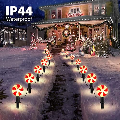 Christmas Lollipop Pathway Lights Outdoor, 7.2ft Plug in Peppermint